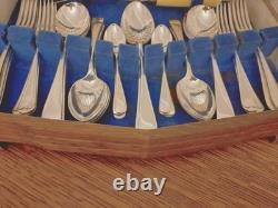 Vintage 47 Pc Silver Plate Faux Bone CUTLERY CANTEEN Made in Sheffield 1950s