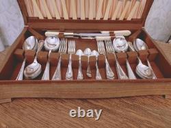Vintage 48Pc SILVER PLATE Faux Bone CUTLERY CANTEEN A E Poston Sheffield 1950s