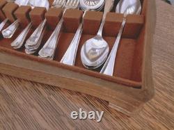 Vintage 48Pc SILVER PLATE Faux Bone CUTLERY CANTEEN A E Poston Sheffield 1950s