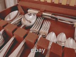 Vintage 48Pc SILVER PLATE Faux Bone CUTLERY CANTEEN A E Poston Sheffield 1950s