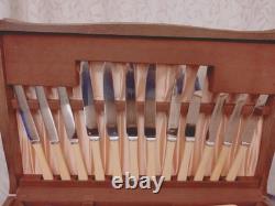 Vintage 48Pc SILVER PLATE Faux Bone CUTLERY CANTEEN A E Poston Sheffield 1950s