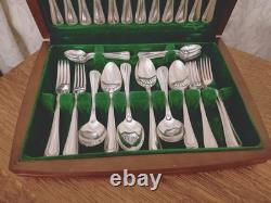 Vintage 50 Pc BEAD PATTERN Silver Plate CUTLERY CANTEEN Oneida Community Plate