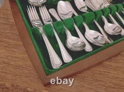 Vintage 50 Pc BEAD PATTERN Silver Plate CUTLERY CANTEEN Oneida Community Plate