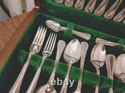 Vintage 50 Pc BEAD PATTERN Silver Plate CUTLERY CANTEEN Oneida Community Plate