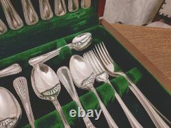 Vintage 50 Pc BEAD PATTERN Silver Plate CUTLERY CANTEEN Oneida Community Plate