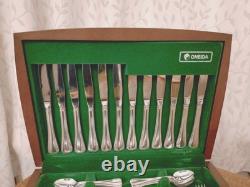 Vintage 50 Pc BEAD PATTERN Silver Plate CUTLERY CANTEEN Oneida Community Plate