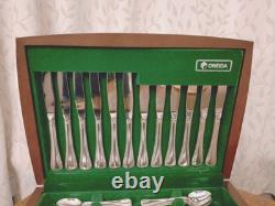 Vintage 50 Pc BEAD PATTERN Silver Plate CUTLERY CANTEEN Oneida Community Plate