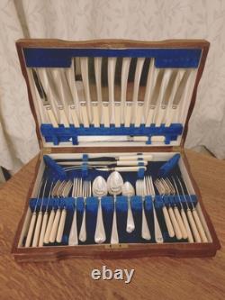 Vintage 54 Pc ART DECO Silver Plated CUTLERY CANTEEN Made in Sheffield 1930s