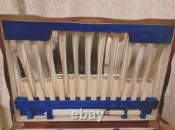 Vintage 54 Pc ART DECO Silver Plated CUTLERY CANTEEN Made in Sheffield 1930s