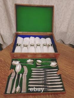 Vintage 56 Piece 8 Setting Silver Plate Cutlery Canteen Set Rodd of Sheffield