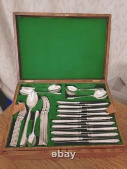 Vintage 56 Piece 8 Setting Silver Plate Cutlery Canteen Set Rodd of Sheffield