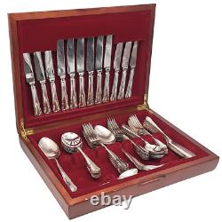 Vintage 56 Piece Silver Plated Cutlery Canteen Box Sheffield England Flatware