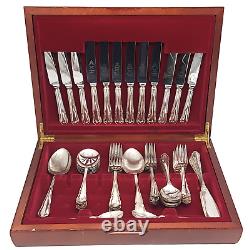 Vintage 56 Piece Silver Plated Cutlery Canteen Box Sheffield England Flatware