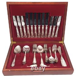 Vintage 56 Piece Silver Plated Cutlery Canteen Box Sheffield England Flatware