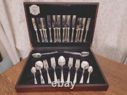 Vintage 60 Pc GRECIAN PATTERN Silver Plate CUTLERY CANTEEN Geo Butler Sheffield