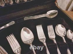 Vintage 60 Pc GRECIAN PATTERN Silver Plate CUTLERY CANTEEN Geo Butler Sheffield