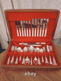 Vintage 67 Piece Silver Plate KINGS PATTERN Cutlery Canteen by Coopers Sheffield
