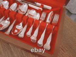 Vintage 67 Piece Silver Plate KINGS PATTERN Cutlery Canteen by Coopers Sheffield