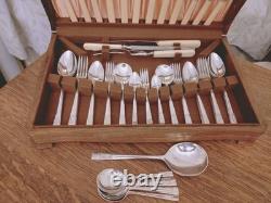 Vintage 68Pc Silver Plate Faux Bone CUTLERY CANTEEN -R F Mosley Sheffield -1930s