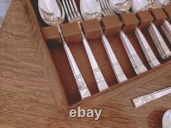 Vintage 68Pc Silver Plate Faux Bone CUTLERY CANTEEN -R F Mosley Sheffield -1930s