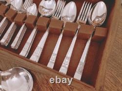 Vintage 68Pc Silver Plate Faux Bone CUTLERY CANTEEN -R F Mosley Sheffield -1930s