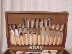 Vintage 68Pc Silver Plate Faux Bone CUTLERY CANTEEN -R F Mosley Sheffield -1930s