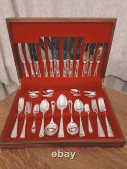 Vintage 76 Pc SILVER PLATE Bead Pattern CUTLERY CANTEEN by Osborne of Sheffield