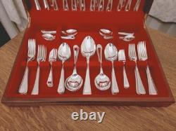 Vintage 76 Pc SILVER PLATE Bead Pattern CUTLERY CANTEEN by Osborne of Sheffield