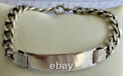 Vintage 800 Silver ID Bracelet 10 AR Italian Curb Link Blank Name Plate 8