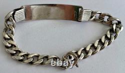 Vintage 800 Silver ID Bracelet 10 AR Italian Curb Link Blank Name Plate 8