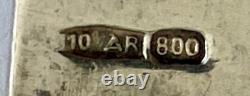 Vintage 800 Silver ID Bracelet 10 AR Italian Curb Link Blank Name Plate 8