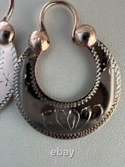 Vintage 875 SILVER Earrings Hoops USSR Soviet Ukrainian KIEV FACTORY