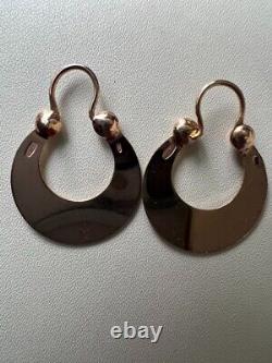 Vintage 875 SILVER Earrings Hoops USSR Soviet Ukrainian KIEV FACTORY