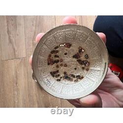 Vintage 90% Silver-Plated Trinket Box Dragon & Floral Motif Asian Antique