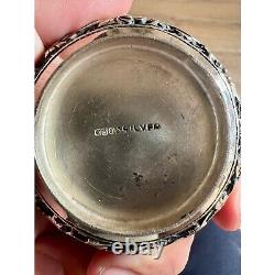 Vintage 90% Silver-Plated Trinket Box Dragon & Floral Motif Asian Antique