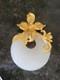 Vintage 999 Silver GOLD PLATE SNOW WHITE JADE FLOWER/ LEAF MOTIF PENDANT