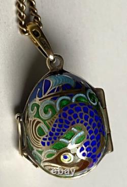 Vintage 9ct Gold Plated Sterling Silver Russian Enamel Egg Pendant. Religious