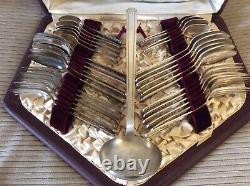 Vintage ART DECO 35 Piece FRENCH SILVER PLATE FLATWARE Original Case VGC