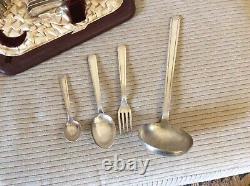 Vintage ART DECO 35 Piece FRENCH SILVER PLATE FLATWARE Original Case VGC