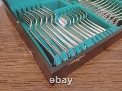 Vintage ART DECO 41Pc Silver Plate Faux Bone CUTLERY SET Made in Sheffield 1930s