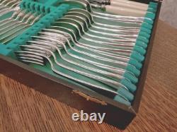 Vintage ART DECO 41Pc Silver Plate Faux Bone CUTLERY SET Made in Sheffield 1930s