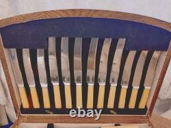 Vintage ART DECO 49 Piece Silver Plate Faux Bone CUTLERY SET Made in Sheffield