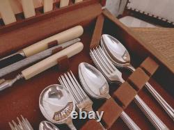 Vintage ART DECO 68Pc Silver Plate Faux Bone CUTLERY SET by R F Mosley Sheffield