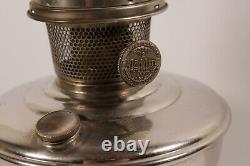 Vintage Aladdin Nickel Plated Oil Lamp Model 12 With Original Glass Logo Chimney