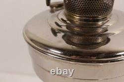 Vintage Aladdin Nickel Plated Oil Lamp Model 12 With Original Glass Logo Chimney