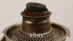 Vintage Aladdin Nickel Plated Oil Lamp Model 12 With Original Glass Logo Chimney