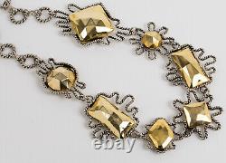 Vintage Alexis Lahellec Paris Massive Gilt Metal and Silver Plate Charm Necklace