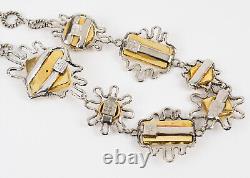 Vintage Alexis Lahellec Paris Massive Gilt Metal and Silver Plate Charm Necklace