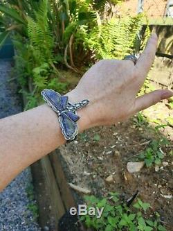 Vintage Amethyst Butterfly Bangle Bracelet Silver Plate Jewellery Jewelry