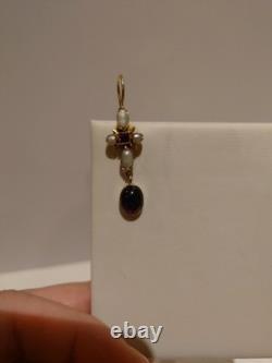 Vintage Amethyst, Garnet And Pearl 24ct Gold Plated Silver Drop Earrings